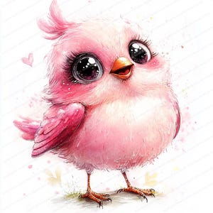 16 pájaros caprichosos de color rosa, ilustraciones de flamencos, imágenes prediseñadas digitales, imágenes prediseñadas de acuarela, archivos JPG de alta calidad, imágenes prediseñadas imprimibles