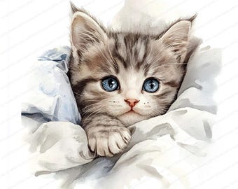 ベッドにいる猫のクリップアート 18 枚 | 眠っている子猫のイラスト