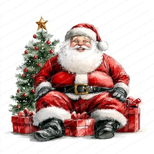 20 clipart engraçados de Papai Noel de Natal | Papai Noel gordinho | clipart aquarela para impressão | JPGs de alta qualidade | download digital | artesanato em papel