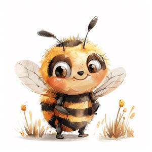 14 zoete bijen-clipartbundel | Aquarel bijen clipart | Schattige bijen JPG's | Honingbijclipart | Papierkunst | junkjournaal