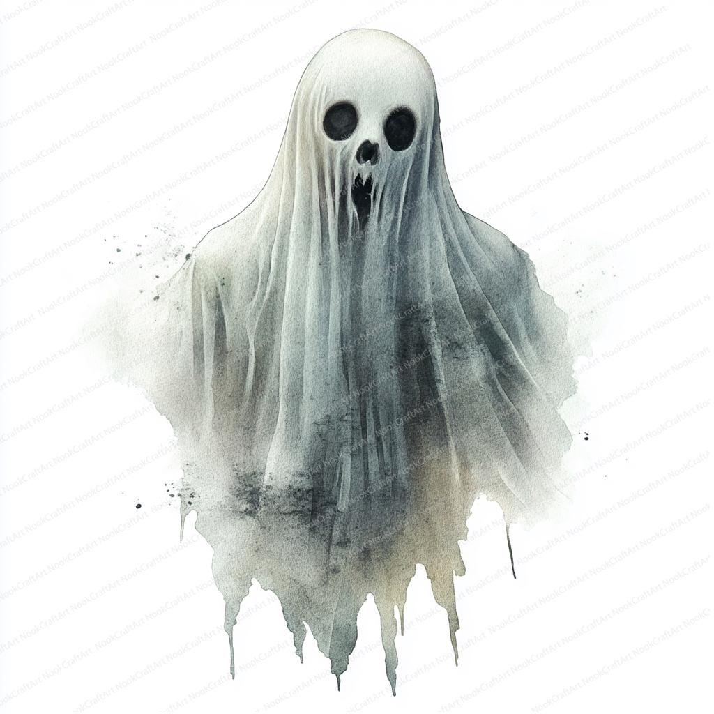 Spooky Ghost Graphics 16 Spooky Ghost Graphics | Scary Ghost | Printable Watercolor Clipart ...