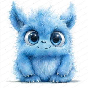 19 Pelzige Monster Clipart | Niedliche und schrullige Illustration | Druckbare Aquarell Clipart | Hochwertige JPGs | Papiermodell | Junk Journal