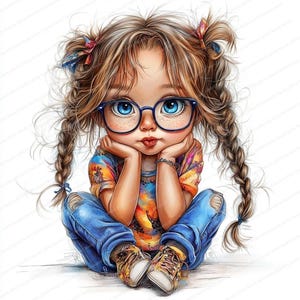 14 bundle di clipart di bambine carine con acquerello / clipart di acquerello stampabili / JPG di alta qualità / download digitale / lavoretti di carta / diario