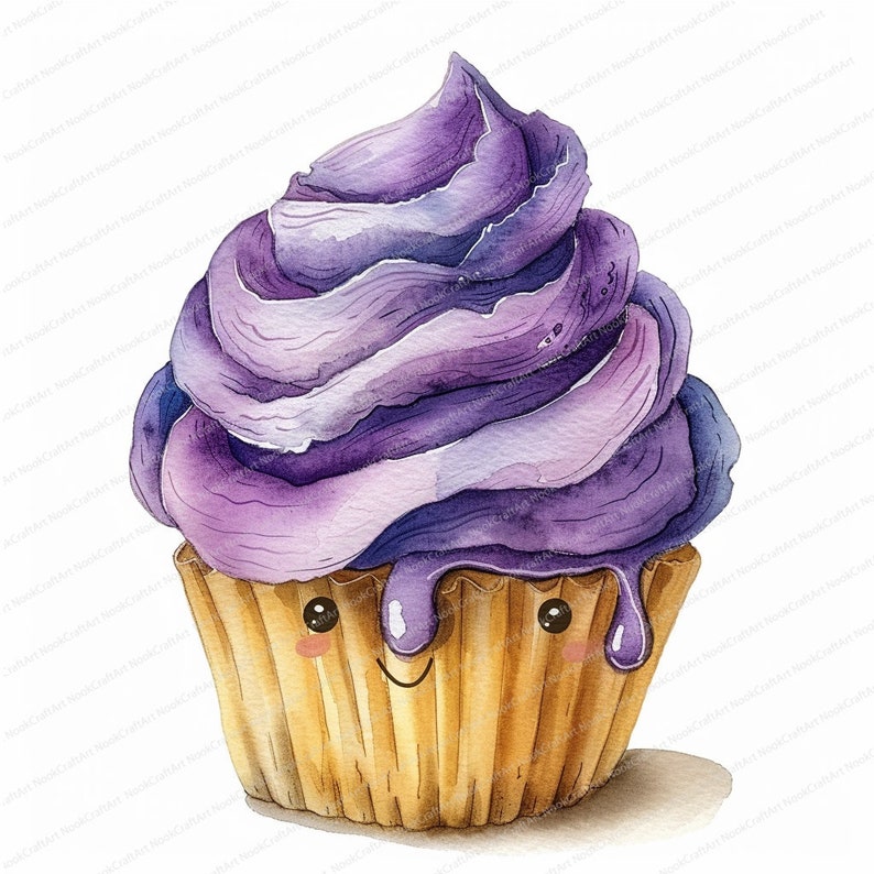 12 Watercolor Cupcake Clipart Holiday Cupcakes Printable Watercolor ...