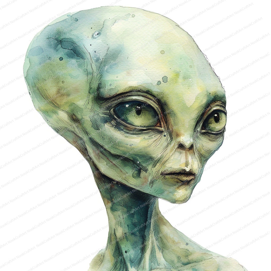 15 Alien Clipart | Aliens Clipart | UFO | Printable Watercolor clipart | High Quality JPGs | Digital download | Paper craft | junk journals