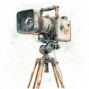 16 Clipart di macchine fotografiche vintage / Design di fotografia retrò / Clipart di acquerelli stampabili / JPG di alta qualità / Artigianato di carta / Diario di spazzatura