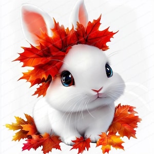16 Adorable Fall Bunny Clipart | Autumn Bunny Clipart | Printable Watercolor clipart | High Quality JPGs | Digital download | Paper craft
