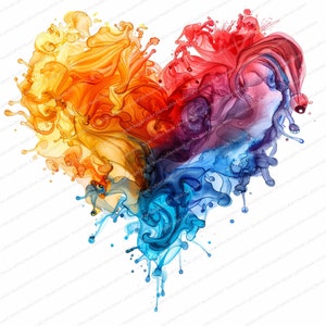 12 Corações Coloridos Clipart | Corações em Aquarela | Clipart em Aquarela para Imprimir | JPGs de Alta Qualidade | Download Digital | Artesanato em Papel