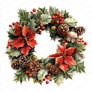 14 Watercolor Christmas Wreath clipart | Printable Watercolor clipart | High Quality JPGs | Digital download | Paper craft | junk journal