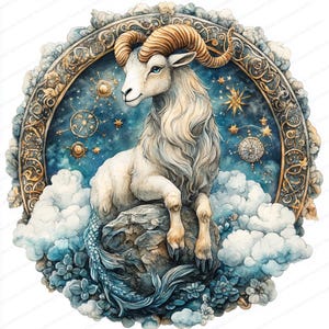 20 mystieke illustraties Steenbok | Betoverende Zodiac Art-collectie | Afdrukbare aquarel clipart | Hoge kwaliteit JPG's | Papierkunst | dagboek