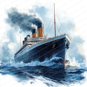 18 Clipart de navire Titanic | Illustrations nautiques historiques | Clipart aquarelle imprimable | JPG de haute qualité | Créations artisanales en papier | Journal indésirable
