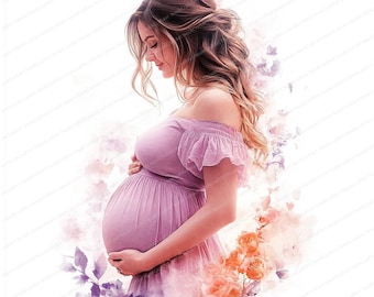 18 imágenes prediseñadas de mujeres embarazadas / Arte de embarazo feliz / Imágenes prediseñadas de acuarela imprimibles / JPG de alta calidad / Manualidades de papel / Diario basura