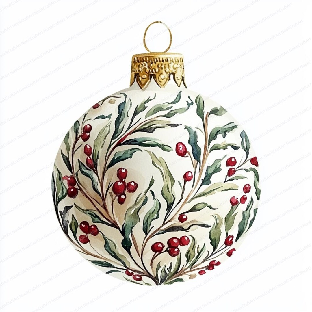 16 Victorian Bauble Clipart | Christmas Ornament Clipart | Printable Watercolor Clipart | High ...