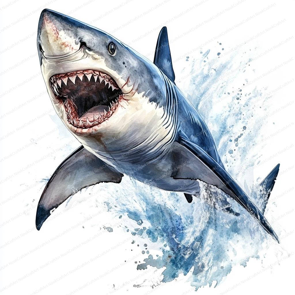16 個のホオジロザメのクリップアート | 怒っているサメのクリップ