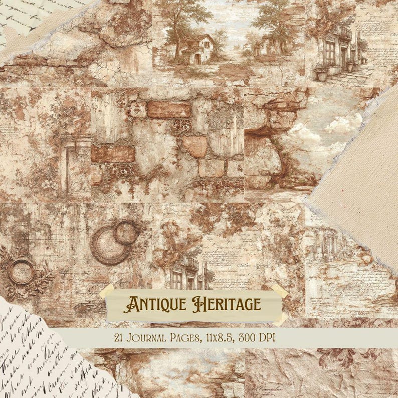 Antique Heritage Junk Journal Kit | Vintage Paper Collage Sheets | Old ...