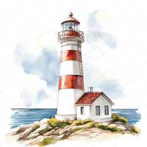 16 aquarel vuurtoren clipart | Afdrukbare aquarel clipart | Hoge kwaliteit JPG's | Digitale download | Papierkunst | junkjournaal