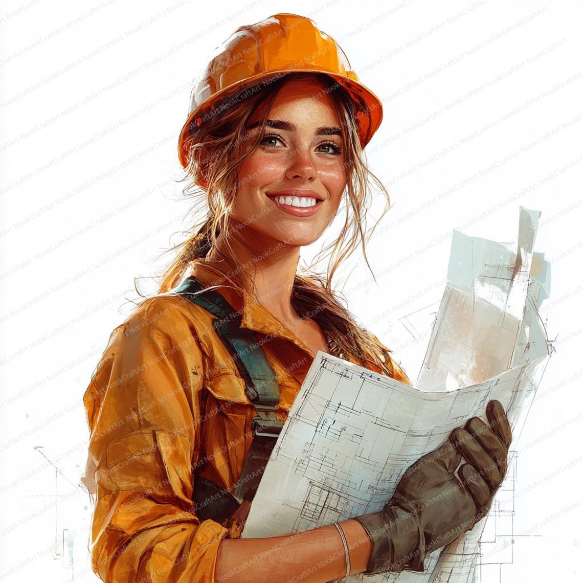 20 Engineer Woman Clipart | Smiling Female With Blueprints | Printable ...