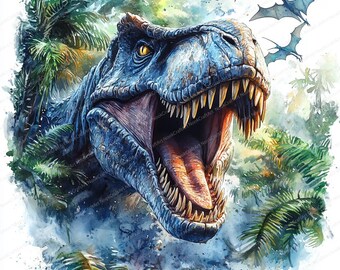 24枚のT-Rexの口を開けたクリップアート | 恐竜の咆哮アート | 印刷