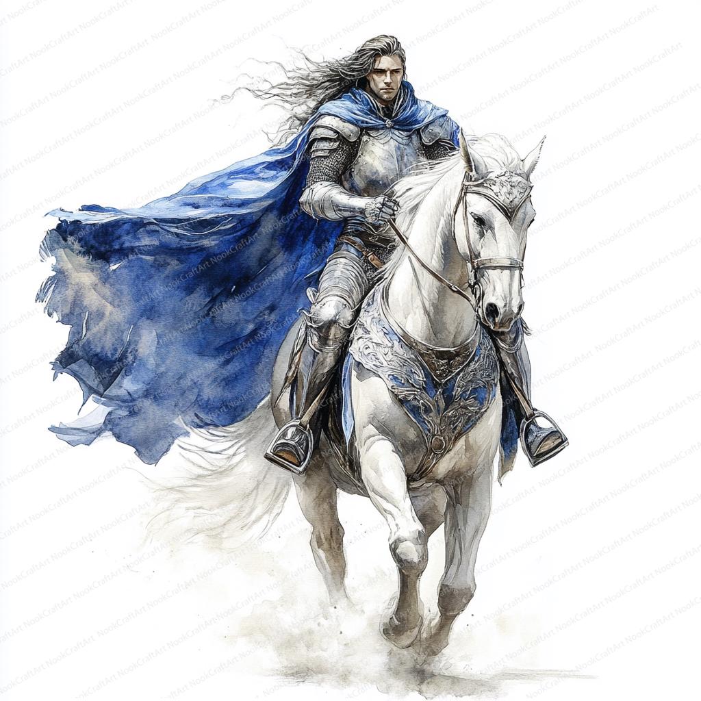 17 中世の騎士のクリップアート | 馬に乗る騎士 | 印刷可能な水彩画の
