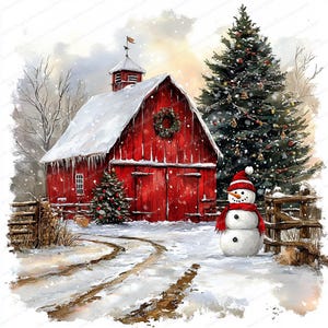 14 clipart winterschuren | Clipartbundel Snowy Barn Scenery | Afdrukbare aquarel clipart | Hoge kwaliteit JPG's | Papiermodellen | Junkjournaal