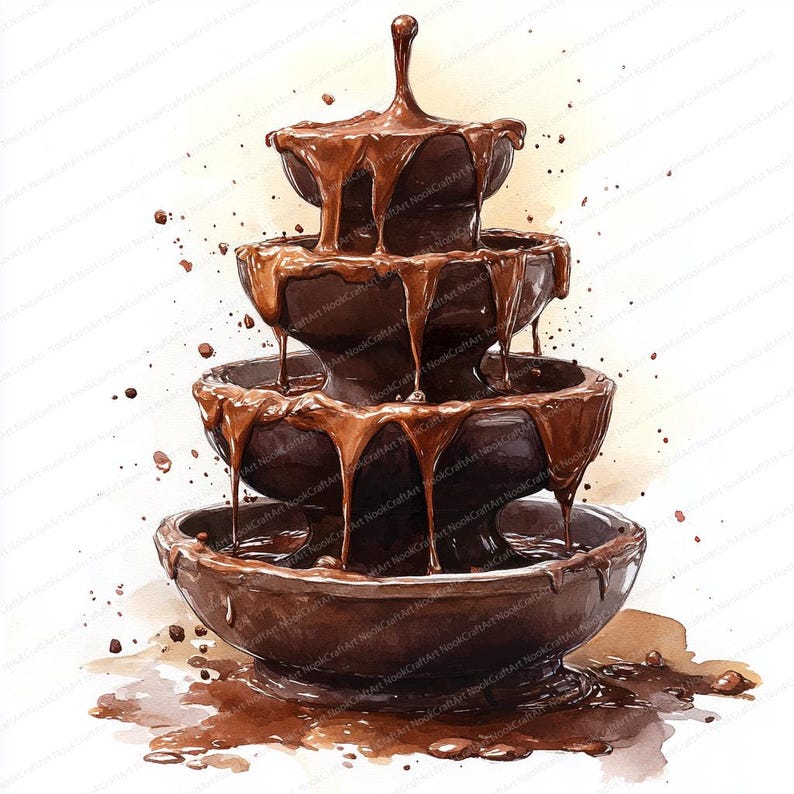 20 Chocolate Fountain Clipart | Sweet Dessert Graphic Elements ...