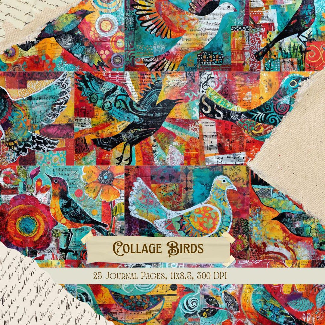 Collage Birds Junk Journal Kit | Vintage Bird Collage Sheets | Nature ...