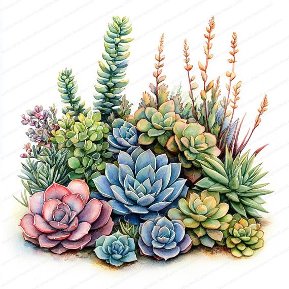 20 鉢植えの多肉植物のクリップアート | 多肉植物の鉢 | 印刷可能な