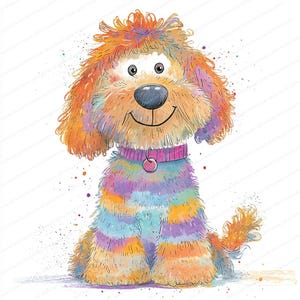 16 Clipart chien coloré décalé | Dessins de chiots lunatiques et rigolos | Clipart aquarelle imprimable | JPG de haute qualité | Téléchargement numérique
