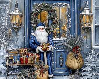 20 枚の水彩シャビーシックなサンタのイラスト バンドル | 印刷可能な