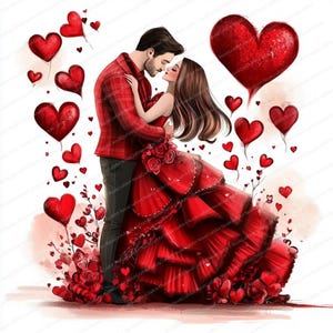15 Valentinstag Paar Clipart | Niedliche Romantische Kunst | Hochwertige JPGs | Digitaler Download | Aquarell Paare | Valentinstag Clipart