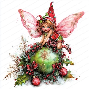 16 Quirky Christmas Fairy Clipart | Festive Fairy Illustrations | Printable Watercolor Clipart | High Quality JPGs | Paper Craft | Journal