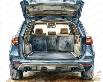 20 Geländewagen Koffer Öffnen Clipart | Geländewagen Grafikdesign | Druckbare Aquarell Clipart | Hochwertige JPGs | Papiermodell | Junk Journal