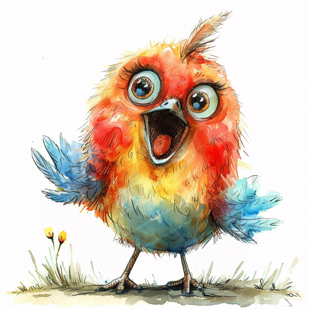 15 種類の面白い鳥 | 素晴らしい鳥 | デジタル クリップアート | 水彩