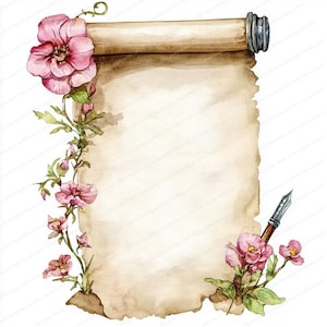 14 Clipart di pergamene vintage / Design di carta floreale vintage / Clipart di acquerelli stampabili / JPG di alta qualità / Download digitale / Artigianato di carta