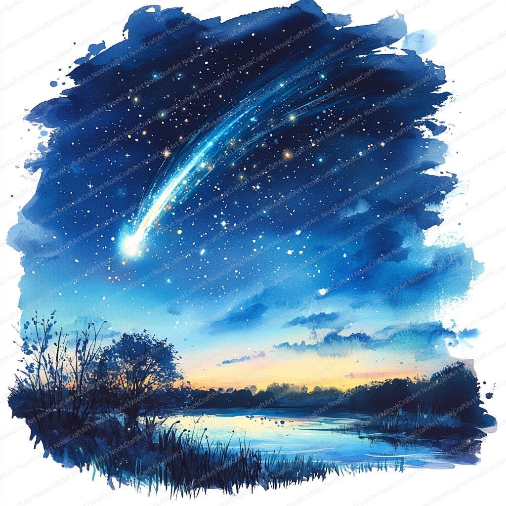 20 星空クリップアート | 彗星と天体の星 | 印刷可能な水彩クリップ