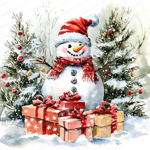 20 Printable Christmas Snowmen Clipart | Festive Winter Designs | Watercolor Illustrations | High Quality JPGs | Paper Craft | Junk Journals