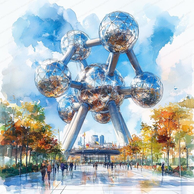 21 Atomium Inspired Clipart | Iconic Belgian Landmark Art | Printable ...