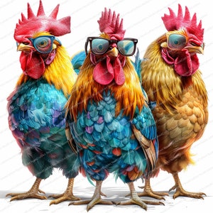 12 cliparts poulet | Clipart animal drôle | Clipart aquarelle imprimable | JPG de haute qualité | Téléchargement numérique | Créations en papier, journaux indésirables