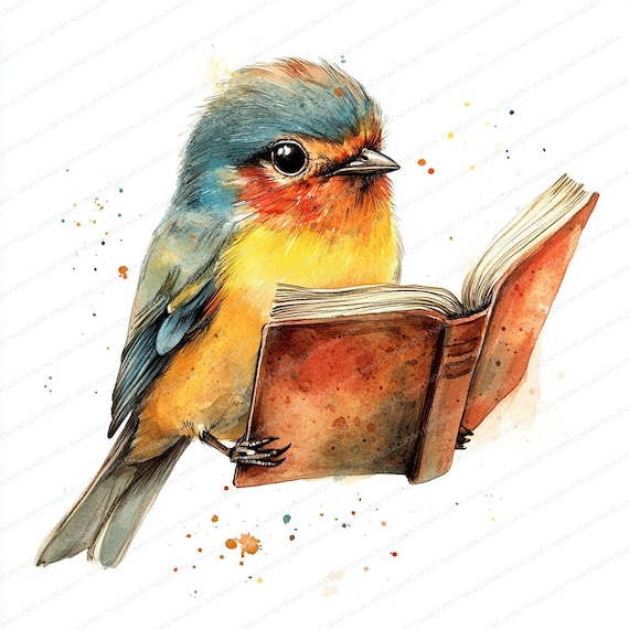 18 鳥の読書本のクリップアート | 気まぐれな勉強風景のイラスト