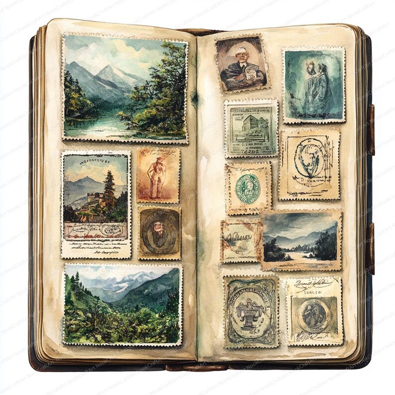 20 Stamp Collection Clipart | Vintage Postage Stamp Illustrations ...