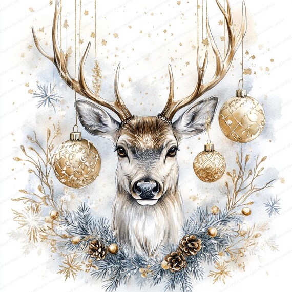 18 トナカイのクリップアート | クリスマス鹿のイラスト | 印刷可能な