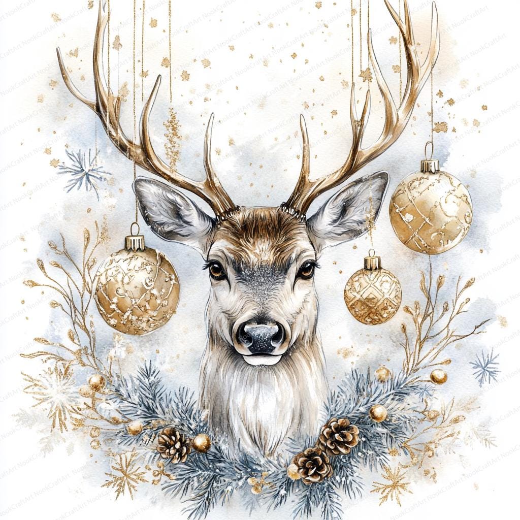 18 トナカイのクリップアート | クリスマス鹿のイラスト | 印刷可能な