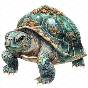 22 imágenes prediseñadas de tortuga con patrón dorado / Diseño elegante de ilustración de caparazón / Imágenes prediseñadas de acuarela imprimibles / JPG de alta calidad / Manualidades de papel