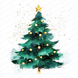 20 Minimalist Green Christmas Tree Clipart | Printable Watercolor Clipart | High Quality JPGs | Digital Download | Scrapbooking | Journals