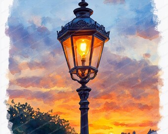 油彩画『街灯』 20 ビクトリア朝の街灯のクリップアート | ビンテージ ガス灯の