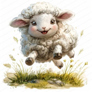 14 Clipart di pecore divertenti / Clipart animali / Clipart acquerello stampabile / JPG di alta qualità / download digitale / Mestiere di carta / diari spazzatura