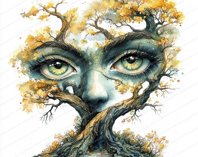 22 Fantasy Tree Eyes Clipart Bundle, Eyes With Tree Illustrations ...
