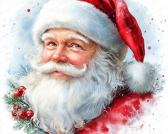 12 Clipart Père Noël | Lot de cliparts festifs du père Noël | Clipart aquarelle imprimable | JPG de haute qualité | Téléchargement numérique | Créations en papier
