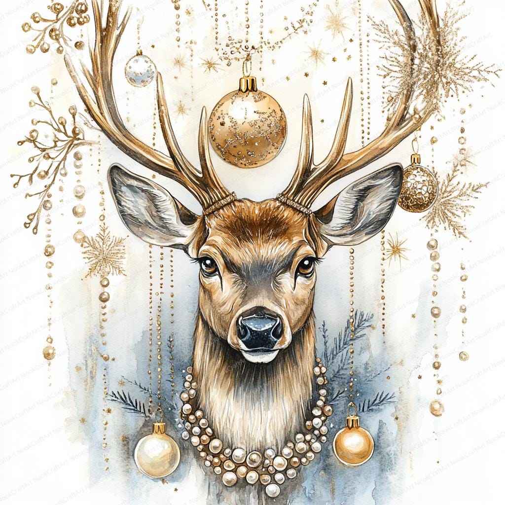 18 トナカイのクリップアート | クリスマス鹿のイラスト | 印刷可能な