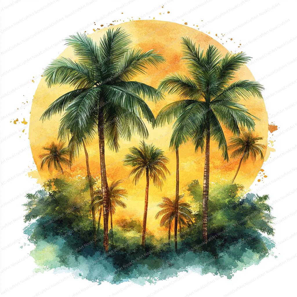 20 Beach Palm Trees Clipart | Tropical Summer Graphics| Printable ...